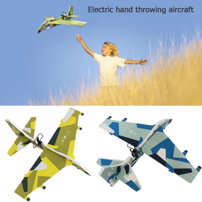 Avion électrique à Lancer – USB Rechargeable, En EVA – 33 X 29,5 X 13 Cm – Bleu, Pour Enfants