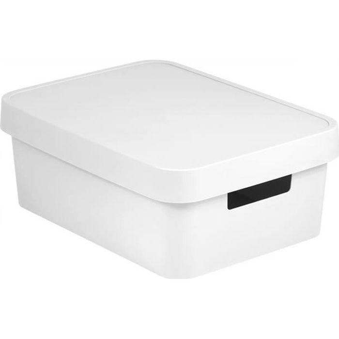 Boîte rangement en plastique blanc design relief 11L