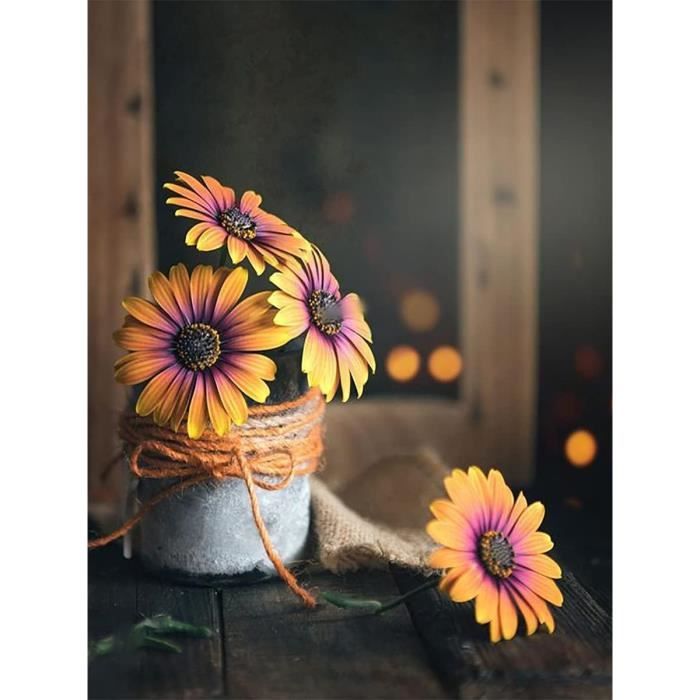 Kit Complet De Broderie Diamant Tournesol - Round Drill - 60x120cm