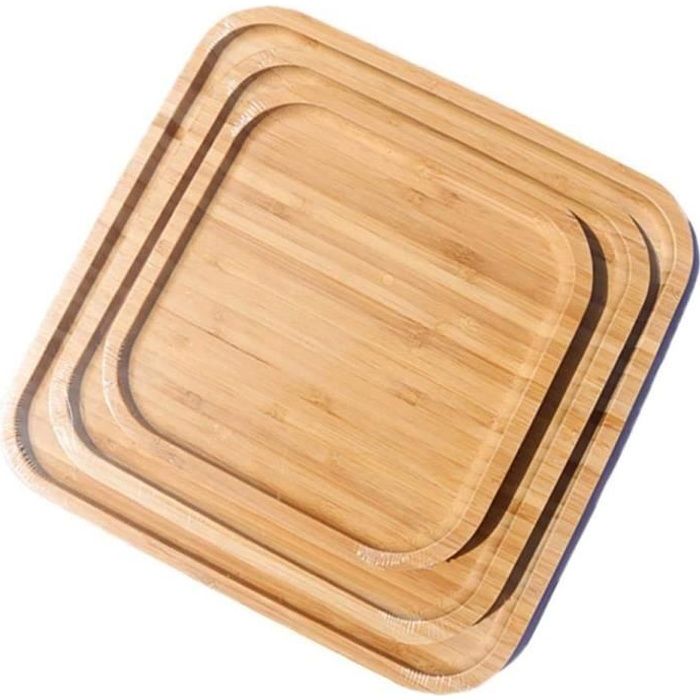 1 pcs plateau de service carré en bambou plateau à repas carré en bois plat de service pour desserts pâtissiries nourriture