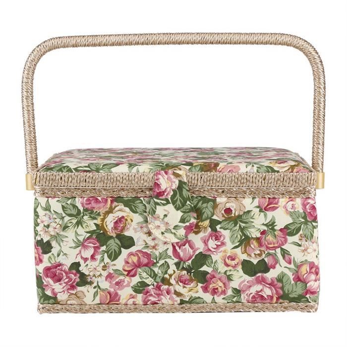 Boîte à couture Sewing Basket, Fabric Floral Printed Sewing Box Craft