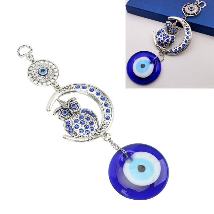 Pendentif Protection Mauvais œil – Verre Soufflé Bleu – Vintage Croyance
