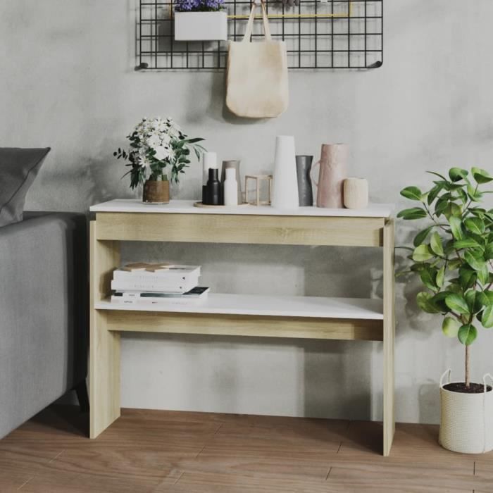 HOMCOM Table Console Style Industriel Avec 4 Niveaux De Rangement 3 étagères Inférieures 99,6 X