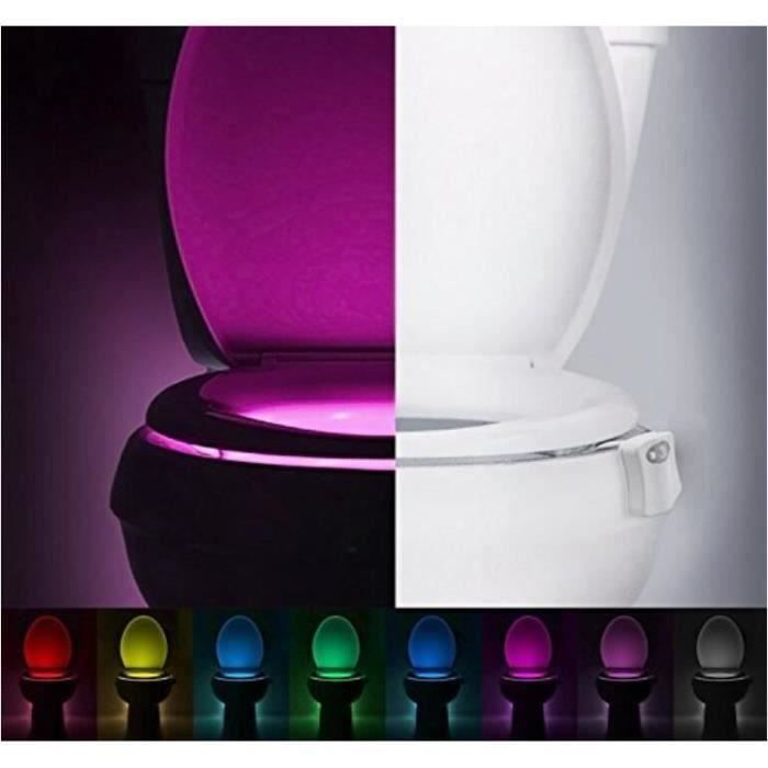 Eclairage LED Lunette de WC Siège de Toilette Veilleuse Détecteur