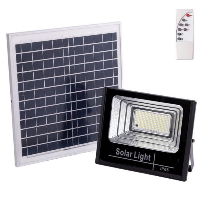 solaire led floodlight 120w 6500k panneau: 6v/15w battery: 3.2v/8000mah remote control [ho-solairefl-120w-01] blanc froid