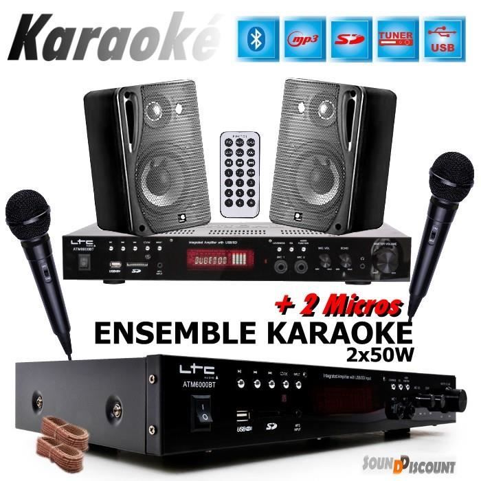 Pack DJ PA karaoke hifi 200W enceintes ampli micro sono Auna