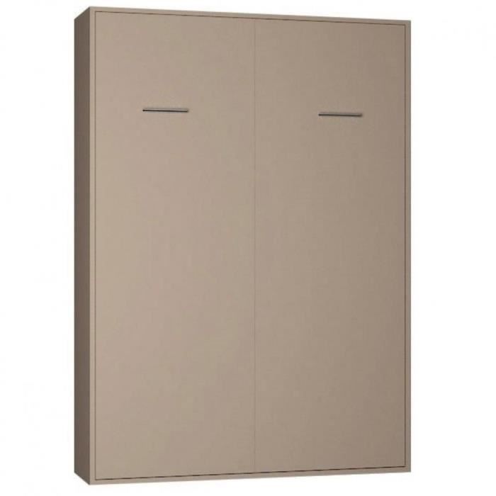 armoire lit escamotable smart-v2  taupe mat couchage 140*200 cm. taupe  inside75