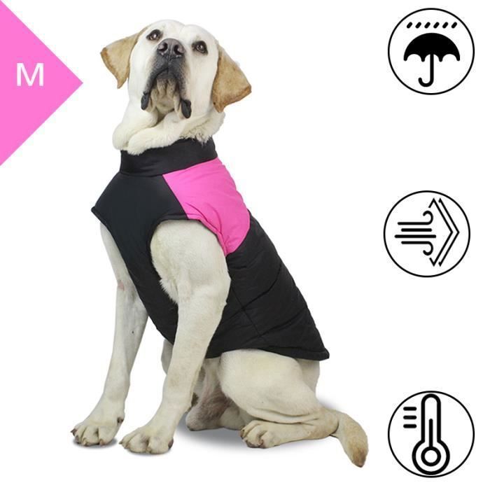Manteau Chien Coupe vent et Impermeable Chaud Manteau Chien d hiver Mode Manteau pour Chien Petit Moyen Grands Chiens Rose M