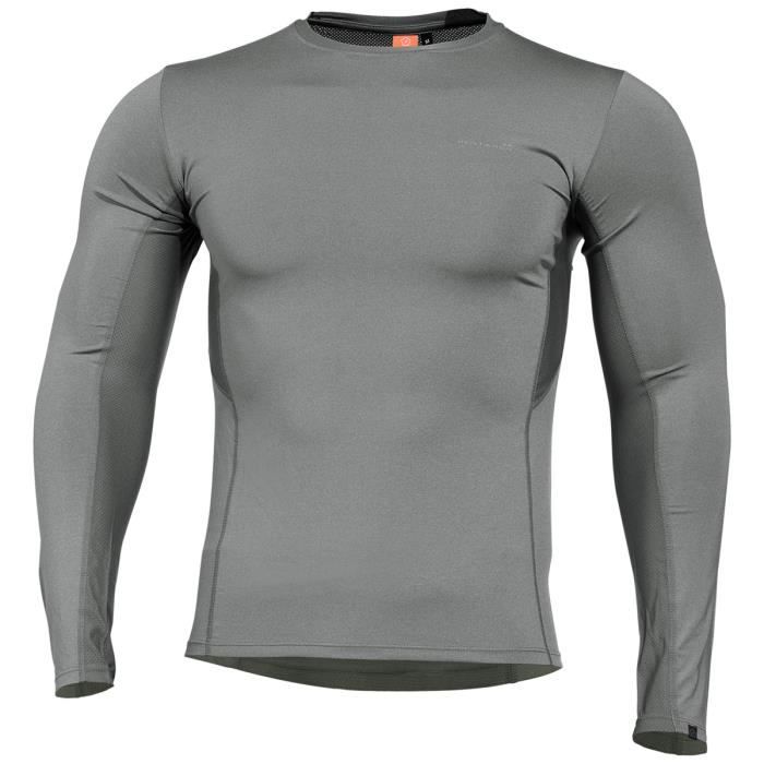 t-shirt thermorégulateur - pentagon - hommes apollo tac fresh - gris - manches longues - multisport - montagne
