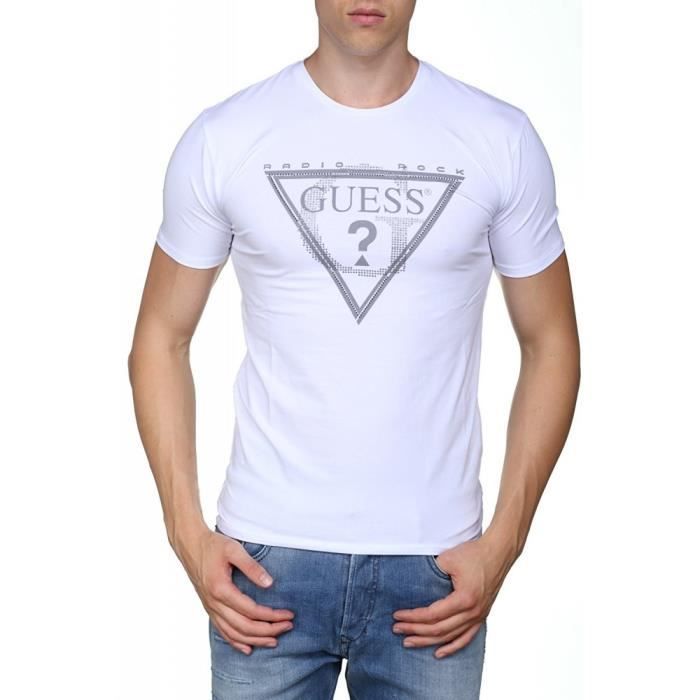 T shirt guess blanc homme clearance