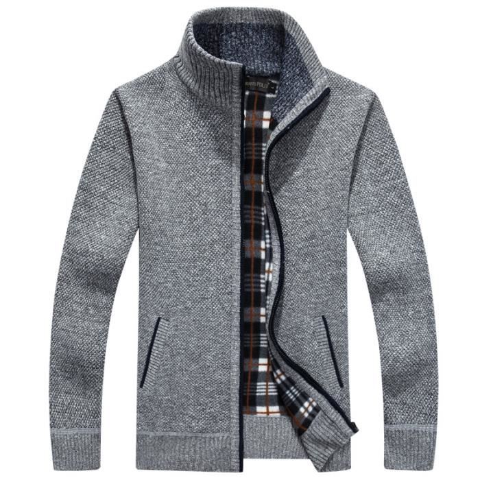 Gilet col camionneur homme pull hiver homme veste gilet ...