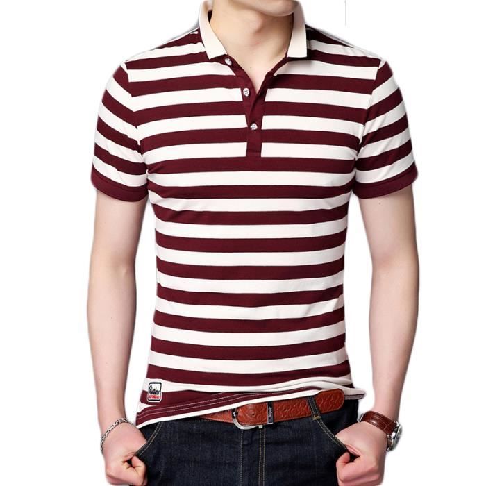 T shirt Homme rayures Revers cintr incontournable avec logo Polo
