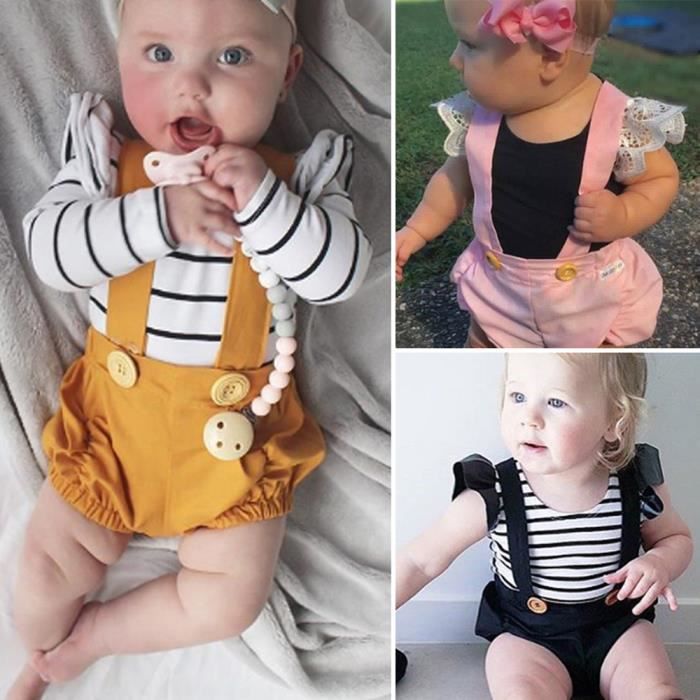 0 4 Ans Enfant Fille B b Salopette Short Bretelles V tement t