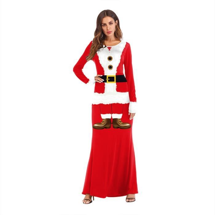 Robe de Déguisement Noël 3D Imprimé INSFITY Femme Manches Longues