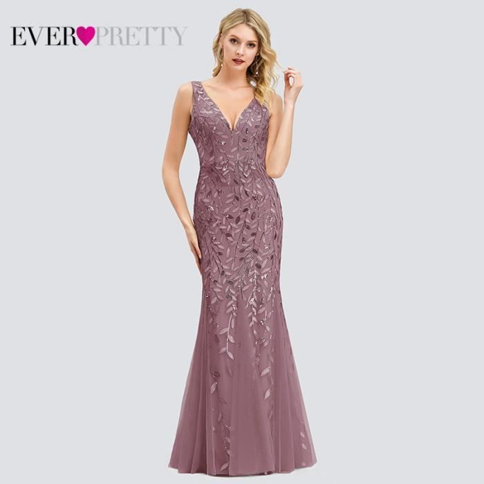 Robe Femmes Robes de soir e bordeaux Ever Pretty EP07886 col en v