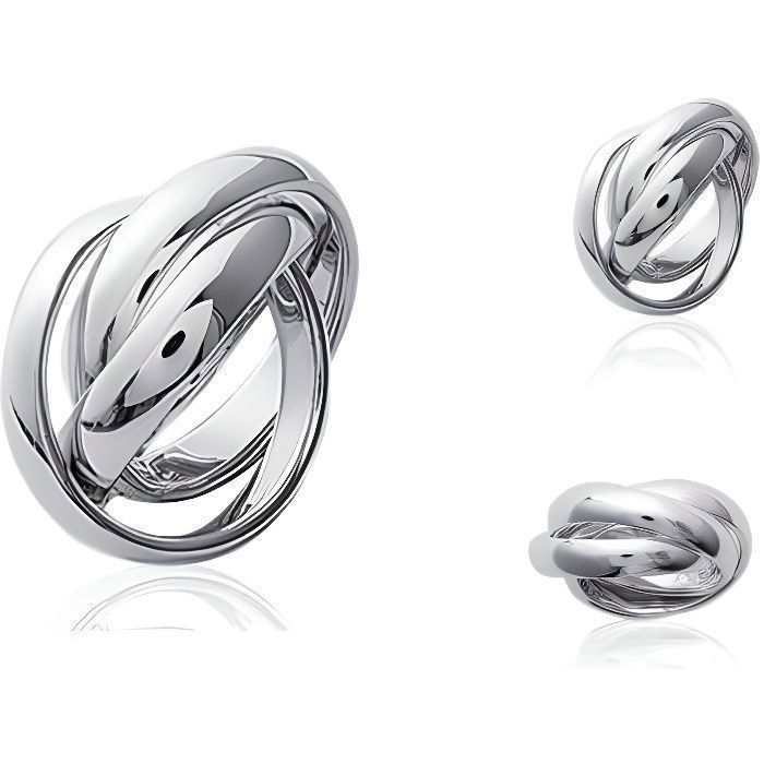 Bague 3 Anneaux Robustes En Argent Massif 925 T50 68 Homme Femme