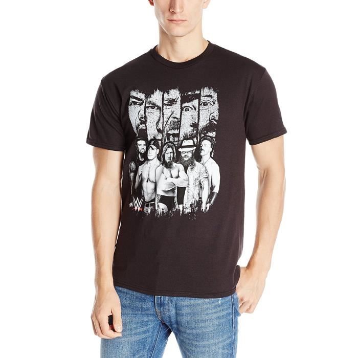 Homme T shirt d t Homme Imprim Tee Shirt Wwe Homme Black White