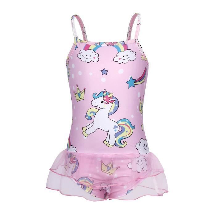 AmzBarley Maillot de Bain Fille Une Pièce Licorne pour Enfant Filles Bikini Enfant Tulle Plage été Piscine Plage