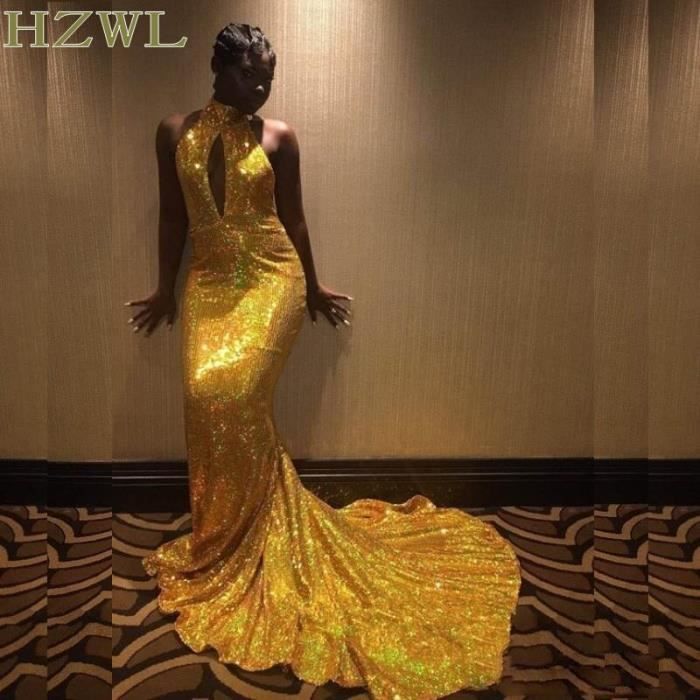 Robe sales sirène dorée