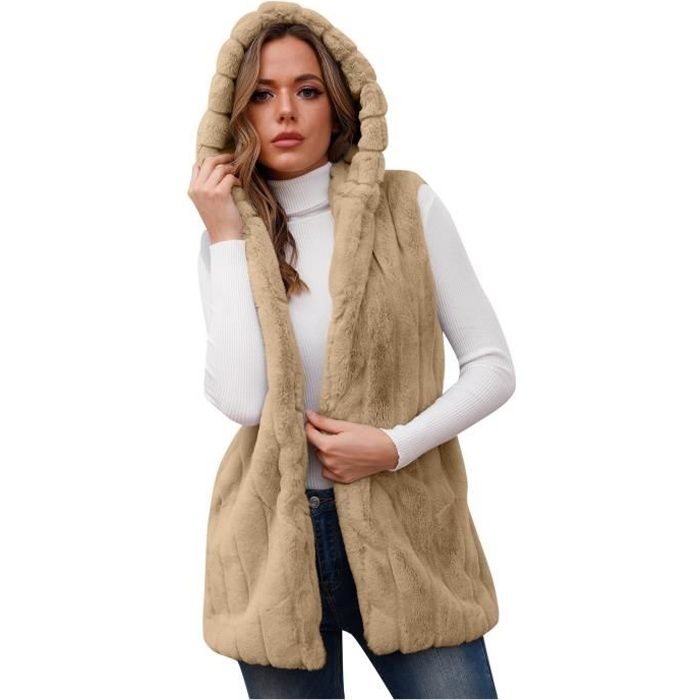 Gilet Femme Topshop Fausse Fourrure - Taille UK 10 - Gris/brun Clair - Occasion Très Bon état