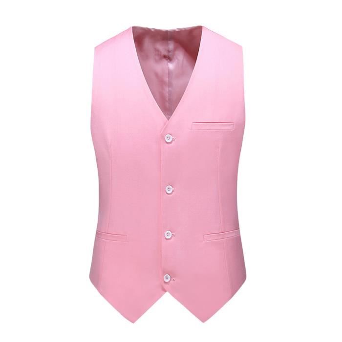 Gilet De Costume Homme Col V Brodé - Sans Manches Coupe Ajustée - Business Mariage Gentleman