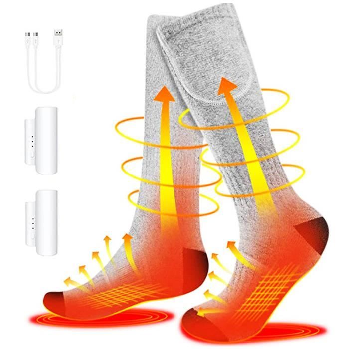 Chaussettes Chauffantes Olycism Homme & Femme 7.4V - Chaleur Jusqu'aux Orteils, 4 Niveaux, Batterie 5000mAh, Lavables Pour Ski, Équitation & Hiver (Taille M)