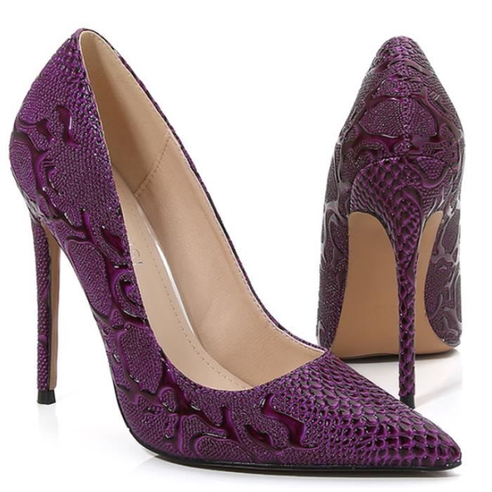 Escarpins Pointe Sexy Serpent en Relief Talon Fin 12cm Violet G198 Achat Vente Escarpins Pointe Sexy Serpent en Relief Talon Fin 12cm Violet G198 pas cher Cdiscount