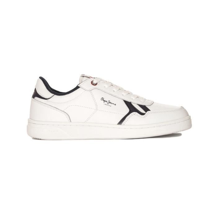 Pepe Jeans Chaussures PEPE JEANS Kore Britt M White Blanc - Homme/Adulte - Synthétique - Lacets