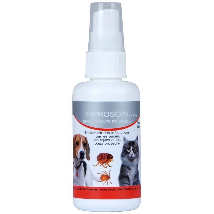 Meilleurs prix pour FIPROSOIN 2,5 mg Spray antiparasitaire - Pour chat et chien - 100 ml