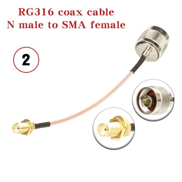 Lot De 5 Câbles Coaxiaux RG316 SMA Mâle Vers SMA Mâle - 20cm - 50Ω - Pour Antennes RF, GSM, 5G