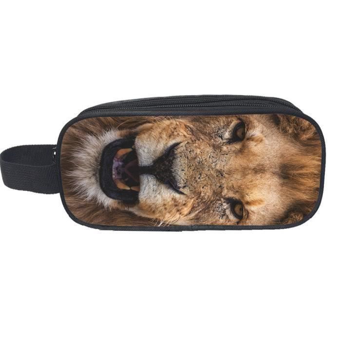 Mexpekil Trousse à Crayons Motif Lion D'Afrique Pour Filles Et Garçons