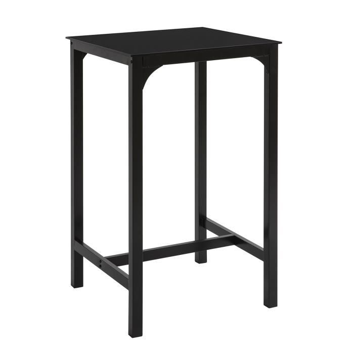 sobuy ogt38-sch table de bar carrée table haute de cuisine plateau en verre pieds en acie robuste – noir