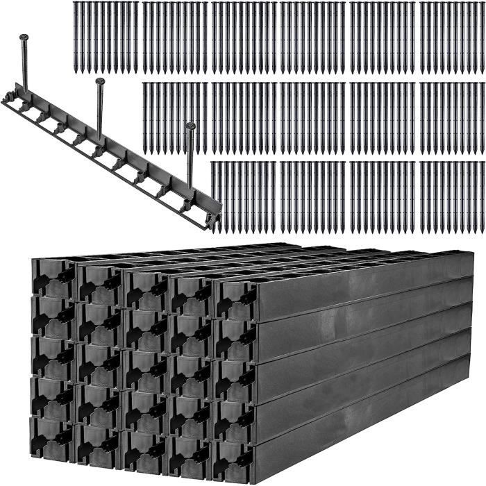 Aufun Bordure De Pelouse Synthétique 6m Avec Bord Supérieur Rond, Largeur 96mm, Facile à Travailler, Bordure De Parterre Flexible, Bordure De Parterre De Fleurs Résistant Marron