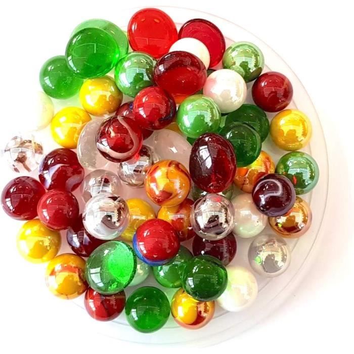 MesBilles – Sac De 55 Billes En Verre Pépites – Diamètres Variés (10 à 25 Mm) – Lot Pour Jouer Ou Collectionner