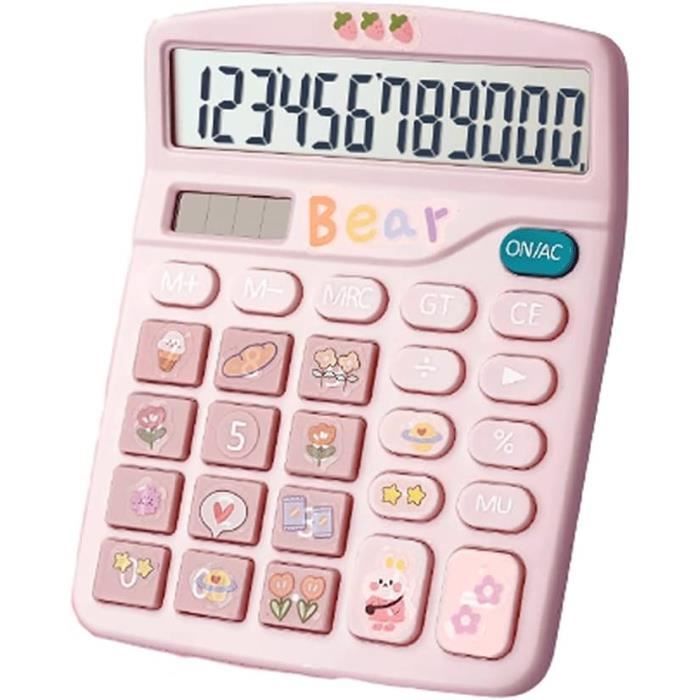 Beelooom Calculatrice De Bureau Strass Cristal Arc-en-Ciel 12 Chiffres - Solaire & Batterie - Design Bling Ultra-Élégant Blanc