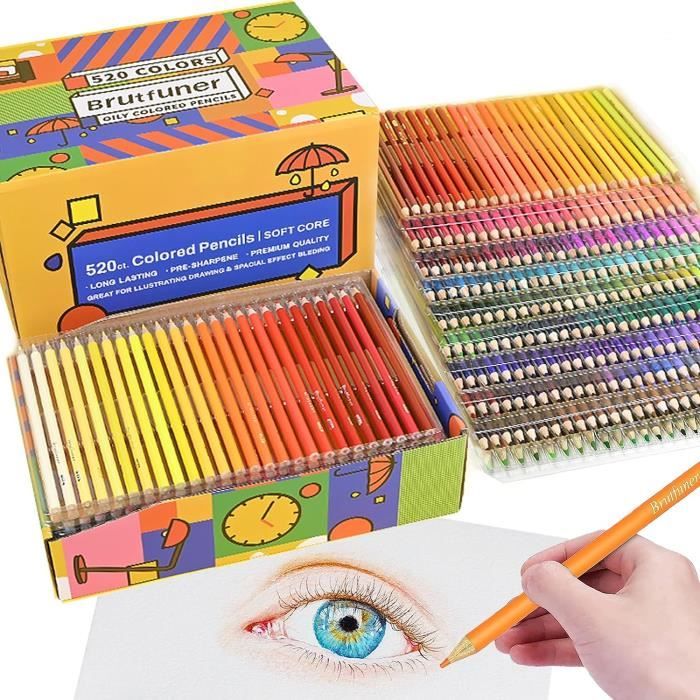 520 Crayons de Couleur, Numéroté, Esquisse, Ombrage et Coloration, Ensemble  de Crayons de Couleur Pour Enfants, Adultes et Artistes Art Supplies :  : Fournitures de bureau