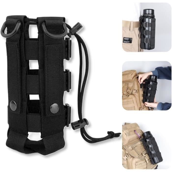2 Pcs Sacs Porte-bouteille D'eau Tactiques - Noir Et Kaki, Réglables, Compatibles MOLLE, Pour Randonnée, Camping - 4