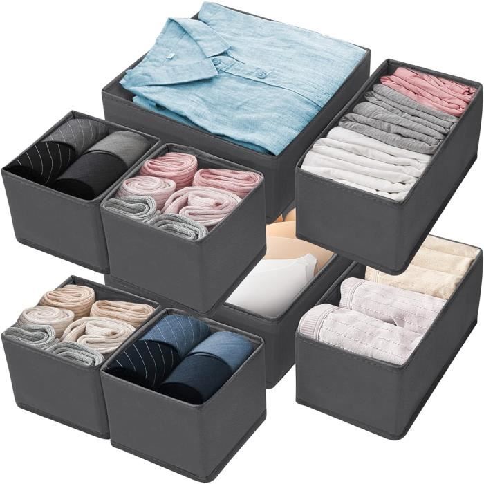 12 Boîtes De Rangement SAMISO - Organisateur Tiroir Pliable Pour Vêtements, Chaussettes, Cravates - Multitailles