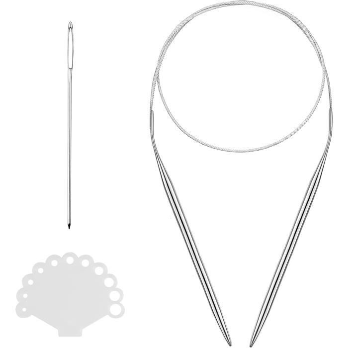 8 Aiguilles Circulaires à Tricoter En Acier Inoxydable - Tailles 2 à 8 Mm, Longueur 80 Cm - Pour Pulls, Bonnets, Projets - Surface Lisse