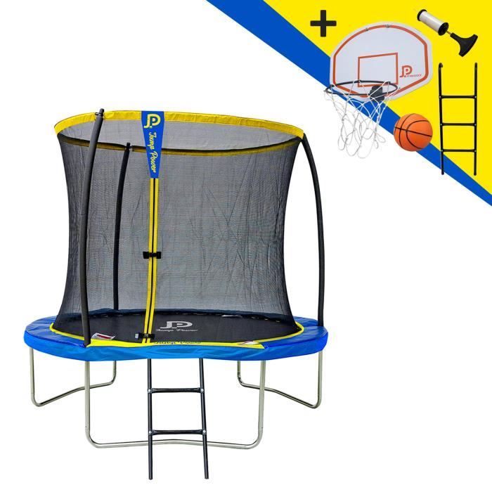 Panier De Basket Pour Trampoline 98 X 50 Cm – Avec 4 Mini-ballons, Pompe Et Cordes Réglables, Bleu, Pour Enfants Et Adultes