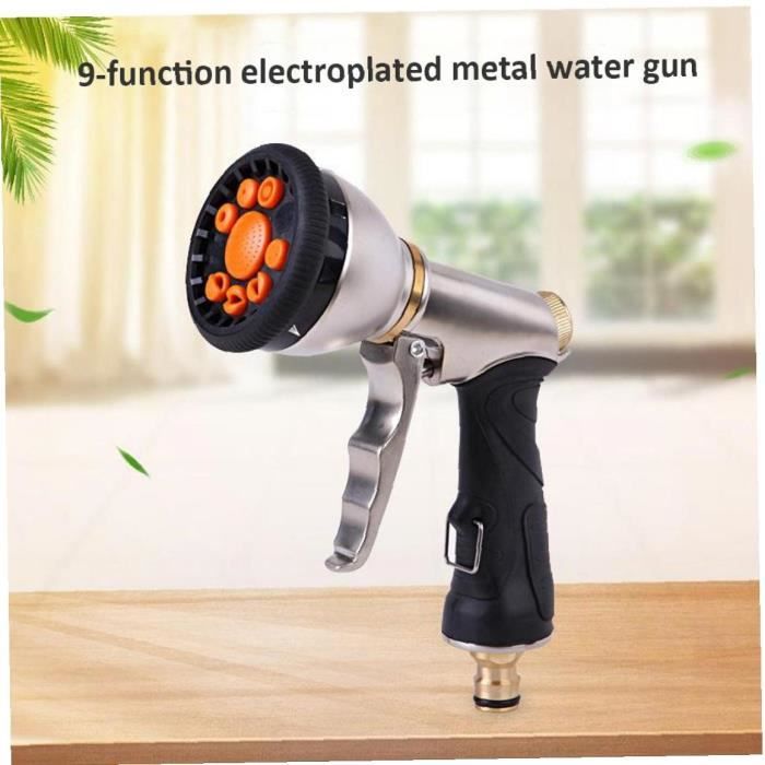 Tuyau D'Arrosage Métal Premium RGN-N025-EU Avec 4 Motifs - Pistolet Pulvérisateur Multifonction + Embout Inclus