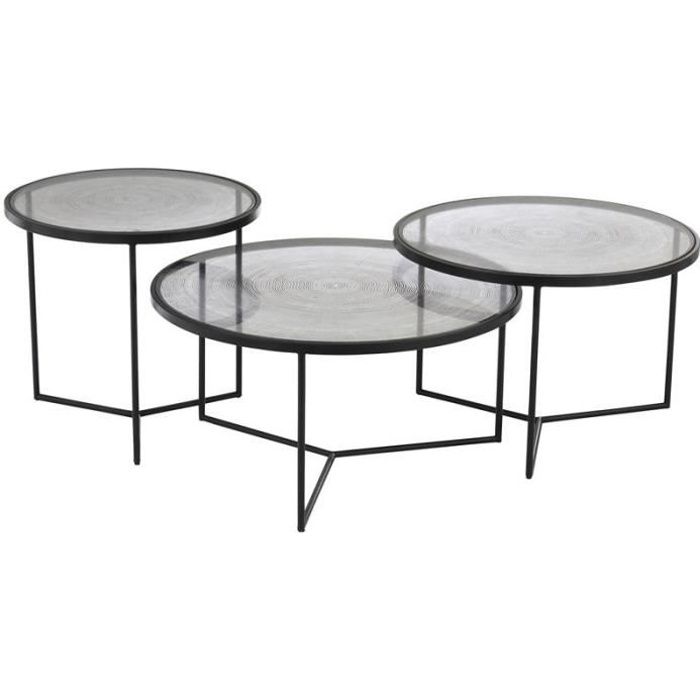 Tables Gigognes Rondes Verre Metal Noir Hanovre L 70 X L 70 X H 35 Achat Vente Table Gigogne Tables Gigognes Rondes Cdiscount