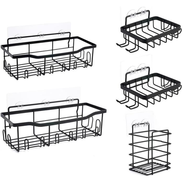 Étagère De Douche Murale Adhésive Acier Inoxydable - 60 Cm, Blanc, Sans Perçage, Support 10-25 Kg