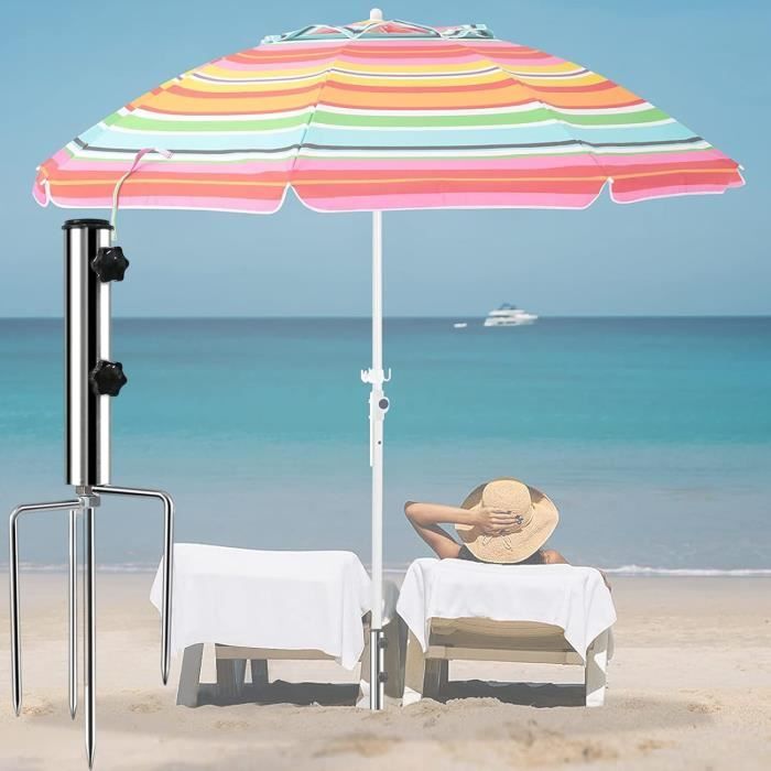 Support De Parasol Pour Plage 2 Pièces – Pied à Visser Dans Le Sable, Stabilise Ton Parasol Face Au Vent