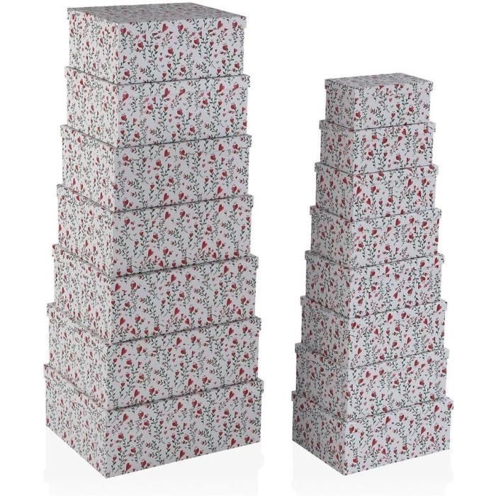 Lot De 15 Boîtes De Rangement Empilables Cœurs En Carton 35 X 16,5 X 43