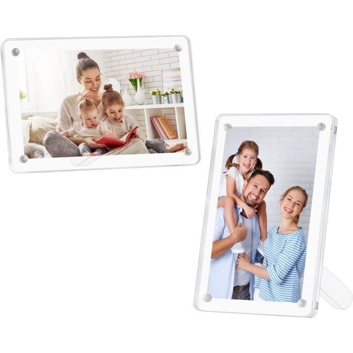 Cadre Photo Magnétique Cityjoy - Acrylique Transparent Double Face 22,9x30,5 Cm - Support Autoportant Moderne Sans Cadre