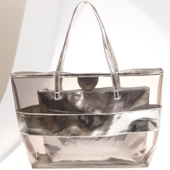 Sac étanche - Transparent en PVC - Grande capacité - Jaune - Sacs à