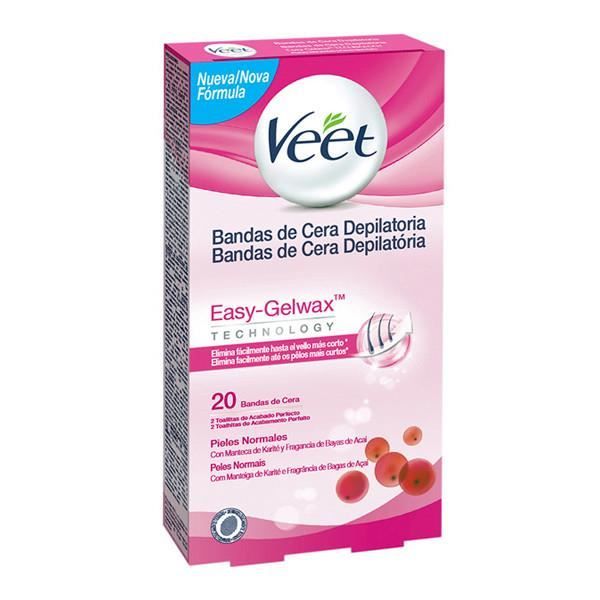 VEET Bandes de Cire D&eacute;pilatoire Peau Normale  Easy Gelwax (Pack de 20)