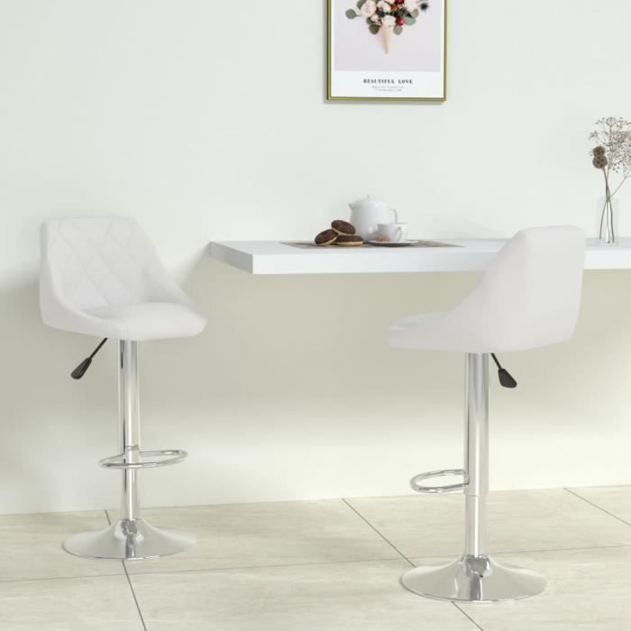 PromoTabourets Hauts LMT - Tabourets de bar lot de 2 blanc similicuir 13Kg