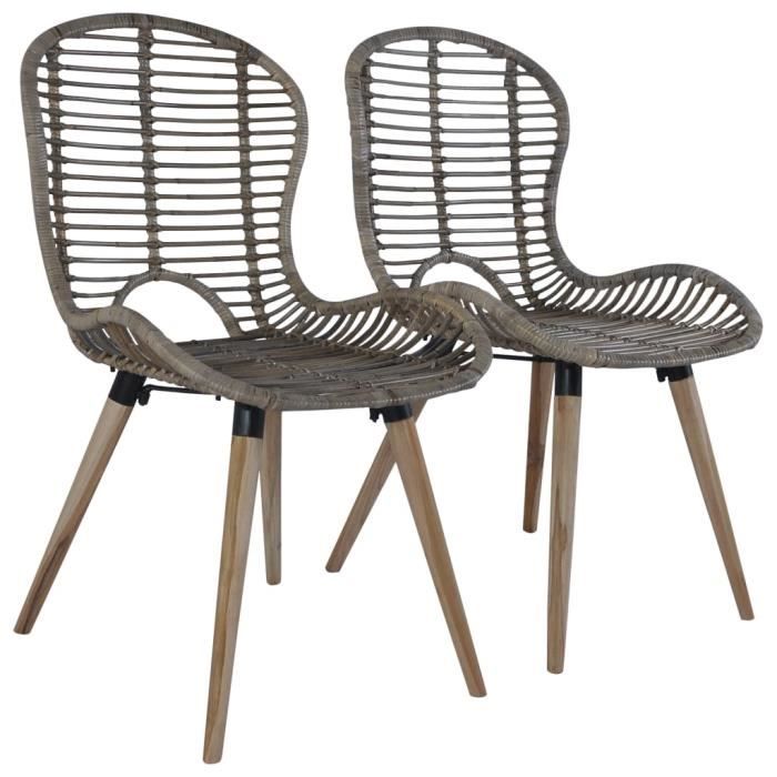 vidaXL Chaises de salle à manger 2 pcs Marron Rotin naturel